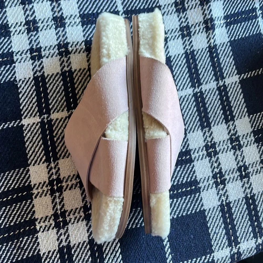 Marc Fisher Pink Suede and Shearling Crisscross Sandals Size 10M, NWT - Picture 5 of 10